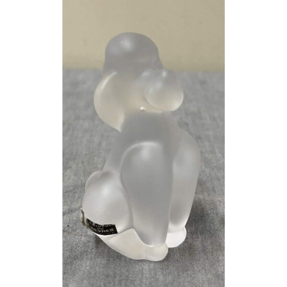 Cristal de “SEVRES” Frosted Sitting Poodle Dog Crystal Figurine Made in France